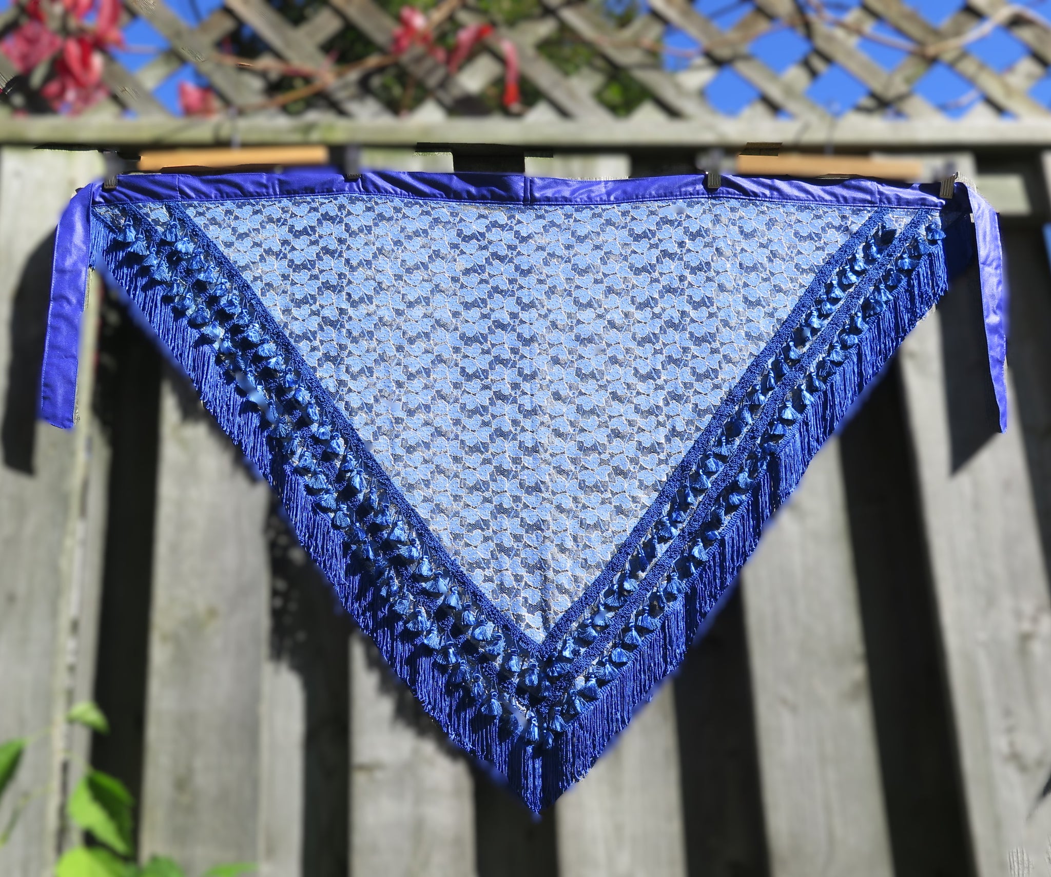 Blue Fringe Hip Shawl