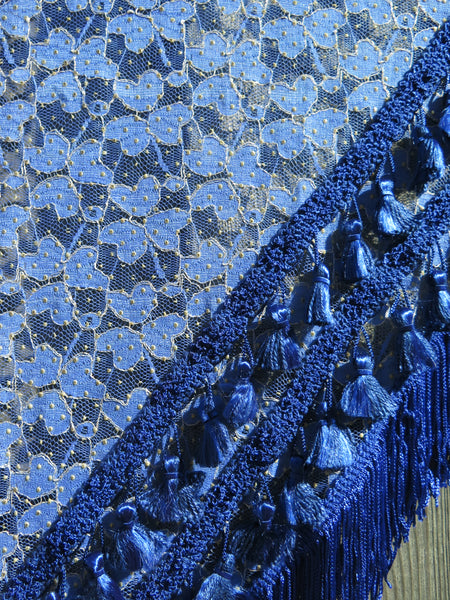 Blue Fringe Hip Shawl