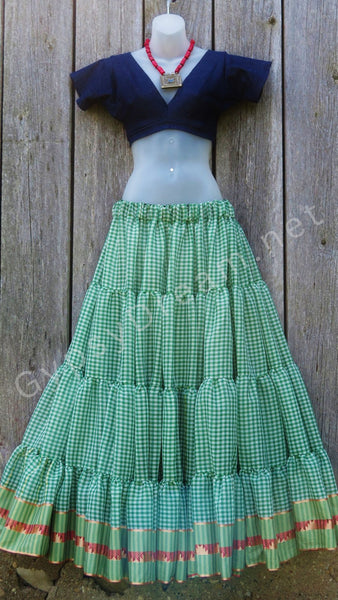 Green Chennai Check Skirt