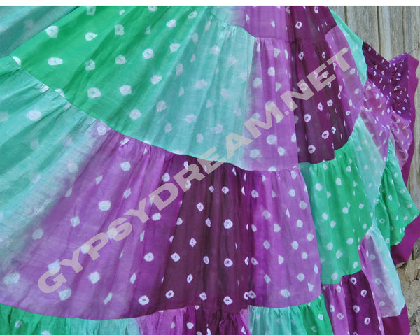 Teal Green & Purple Bandhani Skirt