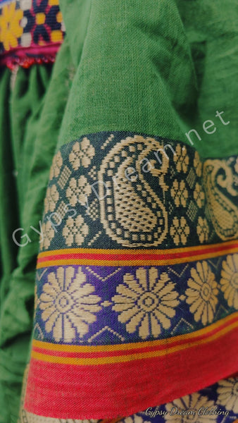 Moss Green Daisy~Paisley Trim Padma Skirt