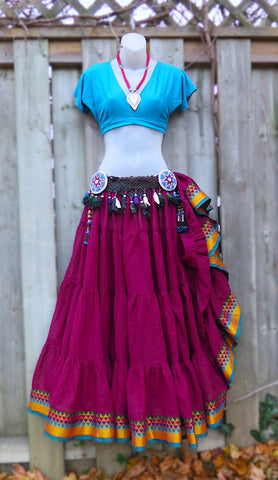 Wine "Triangle Trim" Padma Skirt