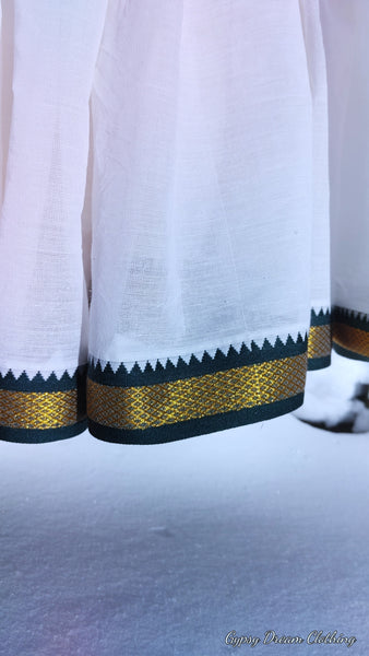 Winter White Padma Skirt with Green Trim