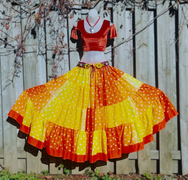 Yellow & Orange Bandhani Patchwork Skirt (Copy)