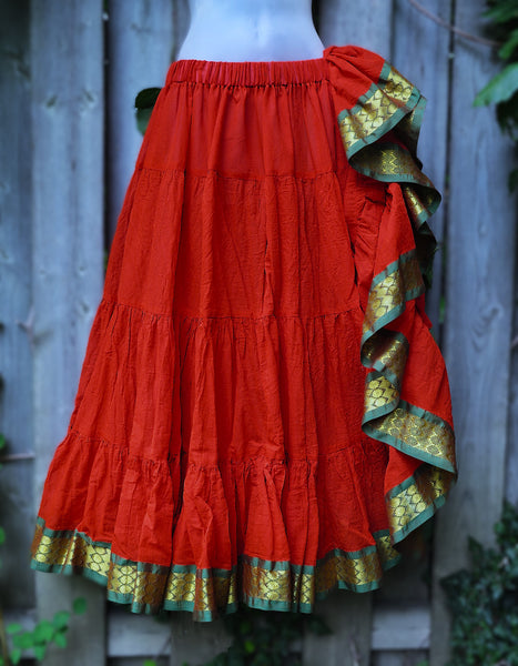 Bright Orange "Luxe Gold" Trim Padma Skirt