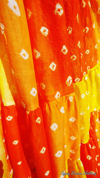 Yellow & Orange Bandhani Patchwork Skirt (Copy)