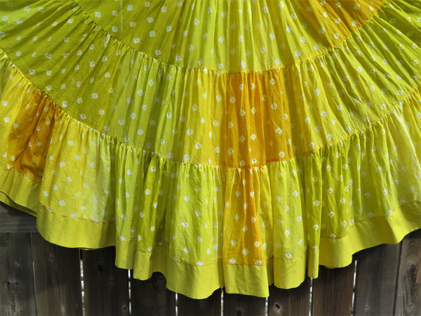 Chartreuse & Saffron Bandhani Patchwork Skirt