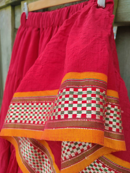 Red Checkered Trim Padma Skirt