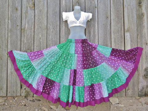 Green & Purple Bandhani Skirt