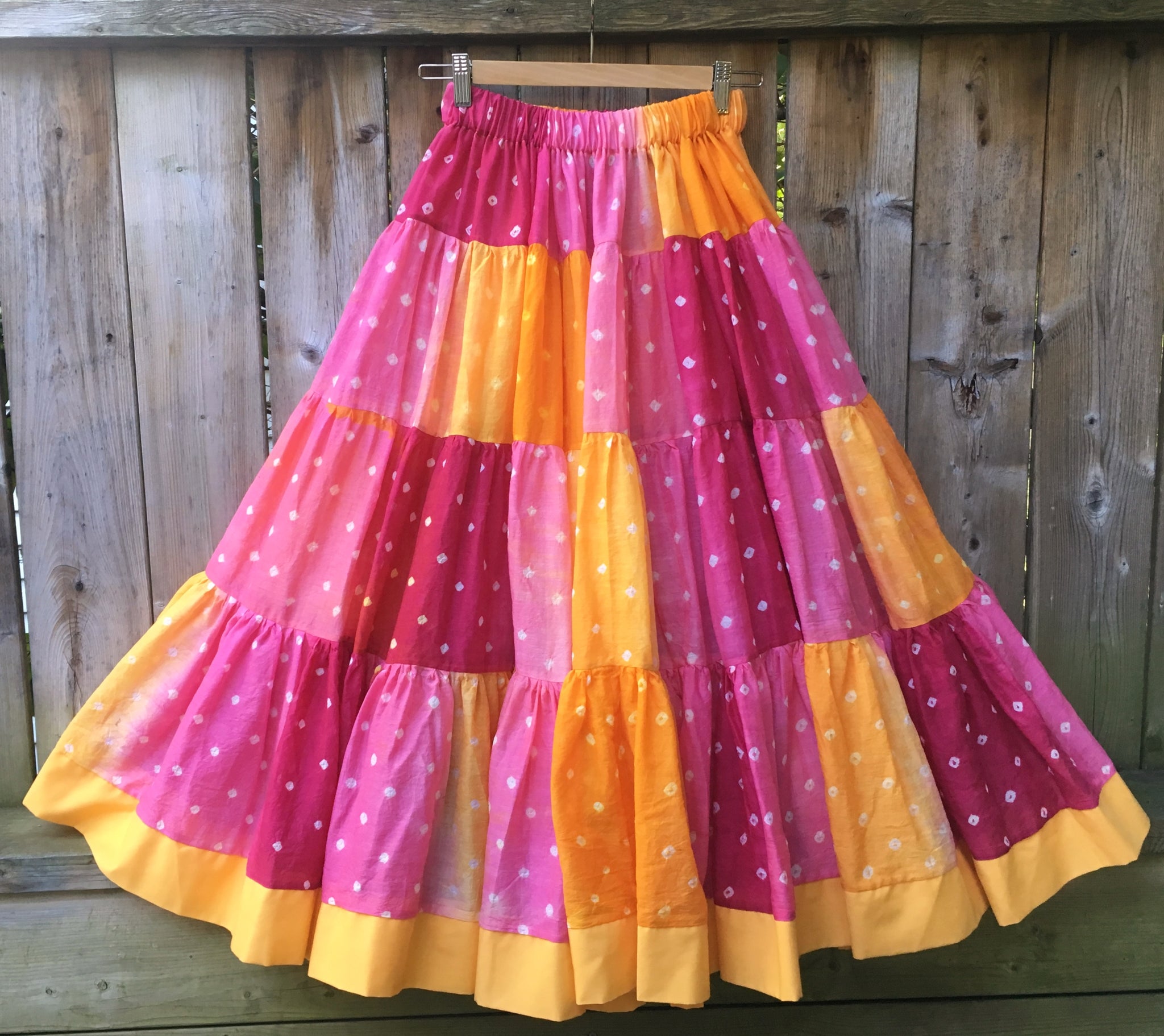 Orange and Fuchsia Bandhani Skirt