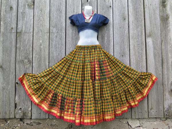 Yellow & Navy Chennai Check Skirt